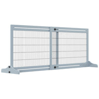 PawHut Freestanding Pet Gate with 41"-72" Adjustable Length - Grey-Blue-Adjust from 40.9" to 72" (104-183 cm) long to fit a variety of spaces 