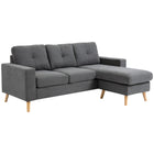 HOMCOM Sectional Sofa with Changeable Chaise for Bedroom - Dark Grey-High-density foam padding seat cushions provide comfort