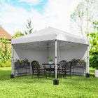 Outsunny 10 ft W x 10 ft L Pop Up Canopy Tent with Removable Sidewalls Carry Bag - White-Easy to change 3-level height via the push-button