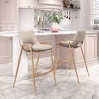 Zuo Desi Counter Stool - Beige/Gold - Set of 2-Assembly required