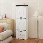 HOMCOM 71" H Farmhouse Kitchen Pantry Cabinet - White-Colour: White, Dark Brown 