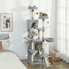 PawHut 76" Large Cat Tree Tower with Scratching Posts - Light Grey-Features multiple resting spots, suitable for multi-cat homes 