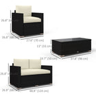 Outsunny 4-Piece Patio Furniture Set - Cream/Black-Leveling feet adjust slightly to help raise or lower on the floor