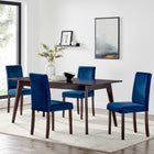 Modway Prosper 5-Piece Upholstered Velvet Dining Set - Cappuccino Navy-Sleek Mid-Century Style