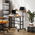 HOMCOM 27.6" Stand Up Desk with Tilting Desktop - Brown-The front desktop provides a stable area for mouse use
