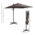 Outsunny 8' L x 8' W Square Patio Hanging Offset Umbrella with 360° Rotation - Light Brown-Tough aluminum pole and steel ribs support a UV-resistant polyester canopy for lasting outdoor use  
