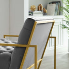 Modway Bequest Gold Stainless Steel Performance Velvet Accent Chair - Grey-Elegant Deep Button Tufting