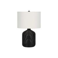 Monarch Specialties 23" H Table Lamp - Black Rattan / Ivory / Cream Shade-Bring casual, contemporary flair to your home with this stylish 23"h table lamp with a ginger jar base made with black rattan textured finish base on a metal frame, and topped with a modern ivory fabric drum shade and black finial