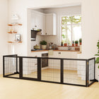 PawHut Wooden Freestanding Pet Gate with 6 Panels and 2 Support Feet - Black-Composed of 6 plates, fixed together with strong hinges 