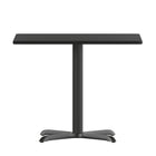 Flash Furniture 36'' Square Laminate Table Top, Black with 30'' x 30'' Table-Height Base (XUBK3636T3030)-Black T-Mold Protective Edging