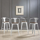 Modway Promenade Bar Stool - White - Set of 4-Powder Coated Steel