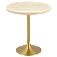 Modway Lippa 20" Round Faux Travertine Side Table - Gold Travertine-Artificial Travertine