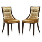Manhattan Comfort Fifth Avenue 18.5" Traditional Velvet Upholstered Dining Chair - Antique Gold and Walnut - Set of 2-Traditional Dining Chair for Dining Room Use. Set of 2