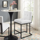 Modway Privy Black Stainless Steel Upholstered Fabric Counter Stool - Black White-Soft Polyester Fabric Upholstery