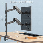 SHOPPINGALL Extra Long Vertically Stacked Dual Gas Spring Monitor Arm for 15”-32” Screens - SA-GA24L-Black-9