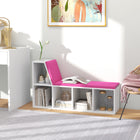 HOMCOM Bookshelf with Reading Nook - Pink-Special bench design allows you to sit or lean to read or relax