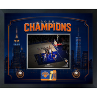 Frameworth New York Knicks 2026 Champions: OG Anunoby Game 4 Tip-In PhotoGlass Framed Photo - 22" W x 18" H - Blue-Framed photoglass display: OG Anunoby PhotoGlass Frame New York Knicks 2026 Champions Game 4 Tip-In Blue Championship Design for New York Knicks fans and collectors