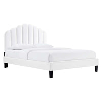 Modway Daisy Performance Velvet Twin Platform Bed - White-Vintage Modern Twin Bed