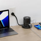Uncaged Ergonomics Wireless Retractable Power Strip with Auto Cord Management & Wireless Charger - Black-Auto-Retracting 6ft Cord: Pull the exact length you need, retract instantly for clutter-free storage