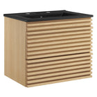 Modway Render 24" Wall-Mount Bathroom Vanity - Oak/Black-Mid-Century Modern Vanity