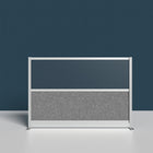 Luxor Modular Wall - 70" W x 48" H - Wide Grey Frame, Frosted Acrylic, Cool Grey PET-Enhances light flow while reducing distractions
