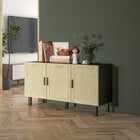 HOMCOM Boho 53.5" L Sideboard - Black-Particleboard with melamine surface for easy maintenance