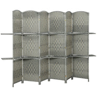 HOMCOM 6 Panel Freestanding Room Divider with Shelves for Bedroom - Grey-Instantly divides your space to create privacy and a calm, focused atmosphere 
