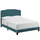 Modway Amelia Performance Velvet Full Bed - Sea Blue-Padded Button-Tufted Headboard
