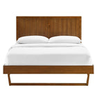 Modway Alana Wood Twin Platform Bed with Angular Frame - Walnut-Twin Headboard With Panel Detail