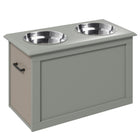 PawHut Elevated Large Dog Bowls with Storage - Grey-The dog bowl stand is made of P2 grade MDF panel and stainless steel, very sturdy and rust-resistant 