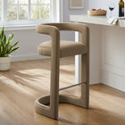 Modway Winslow Performance Velvet Bar Stool - Taupe-Stain-Resistant Upholstery