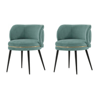 Manhattan Comfort Kaya 22.83" Modern Velvet Upholstered Dining Chair - Mint Green - Set of 2-Modern Dining Chair for Dining Room and Task Chair Usage