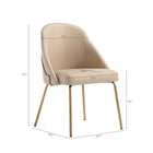 Manhattan Comfort Gracie 24.2" Modern Leatherette Upholstered Dining Chair - Tan and Gold-Upholstered in Luxurious Leatherette with Fine Stitching 