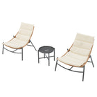 Manhattan Comfort Sunset Modern 3-Piece Patio Conversation Set - Cream-Frame Made of Rust Resistant Steel. Perfect for Outdoor Weather