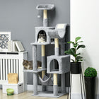 PawHut 70" Cat Tree Tower with Condo and Hammock - Bluish Grey-Sisal rope posts and board satisfies their urge to dig and claw 