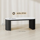 HOMCOM Coffee Table with Marble-Effect Top - Black-Spacious coffee table surface, 43.3" x 19.7" (110 cm x 50 cm), holds up to 88 lbs (40 kg) for convenience