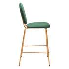 Zuo Odessa Counter Stool - Green/Gold - Set of 2-Dimensions: 19.7" L x 18.9" W x 39.0" H