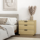 Manhattan Comfort Payton 26" Modern Nightstand - Natural Oak/Black-Includes 3 Drawers with .75 Extension