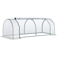 Outsunny 8' x 3' x 2.6' Mini Greenhouse for Plants with Zippered Doors- Patio greenhouse with high-quality steel tube and PVC cover
 
