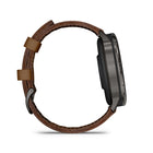 Garmin Venu 4 Smartwatch - 45 mm - Slate with Black Silicone Band and Brown Leather Band-Design (new): Smartwatch with a bright, colorful display, stainless steel design, and built-in flashlight