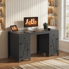HOMCOM 53" Farmhouse Executive Desk with Drawers and 2 Cabinets - Black Wood Grain-Multiple drawers and cabinets provide ample storage for organisation