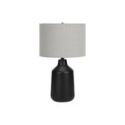 Monarch Specialties 24" H Contemporary Table Lamp - Black Concrete / Grey Shade-Combining some vintage inspiration in a contemporary form, this smooth and stylish 24"h black concrete table lamp, with a grey fabric drum shade and topped with a round black finial, makes an eye-catching statement in all spaces