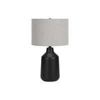 Monarch Specialties 24" H Contemporary Table Lamp - Black Concrete / Grey Shade-Combining some vintage inspiration in a contemporary form, this smooth and stylish 24"h black concrete table lamp, with a grey fabric drum shade and topped with a round black finial, makes an eye-catching statement in all spaces