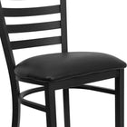 Flash Furniture HERCULES Series Black Ladder Back Metal Restaurant Barstool - Black Vinyl Seat-Two Curved Support Bars
