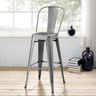 Modway Promenade Metal Bar Side Stool - Gunmetal-Powder Coated Steel