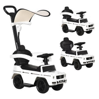 Aosom Mercedes-Benz G350 Toddler Sliding Car - White-3-in-1 design of a Foot-to-Floor walker, a slider and push-along Ride-On 