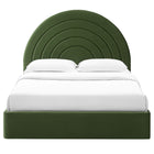 Modway Solana Arched Performance Velvet Queen Platform Bed - Moss Green-Platform Bed Frame
