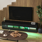 HOMCOM High Gloss TV Stand Cabinet with LED Light for TVs up to 75 ...
