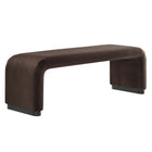 Modway Koda Performance Velvet Waterfall Long Bench - Black/Chocolate Brown-Performance Velvet Upholstery