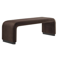 Modway Koda Performance Velvet Waterfall Long Bench - Black/Chocolate Brown-Performance Velvet Upholstery